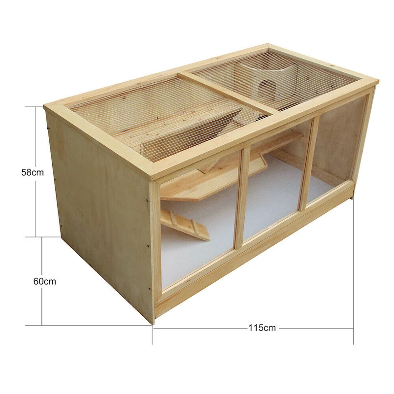 Grande cage pour hamsters petits rongeurs souris rats grange 115 cm abri bois 16_0002558
