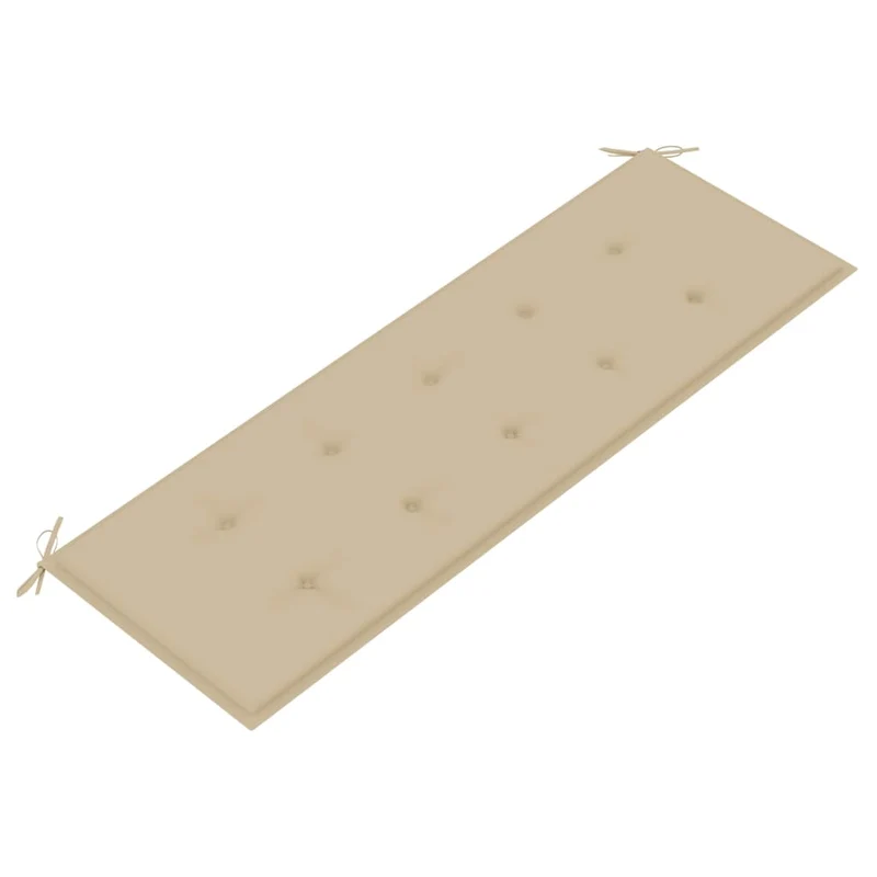 Banc de jardin meuble de patio d'extérieur terrasse avec coussin beige 150 x 50 x 3 cm bois de teck massif 02_0011047