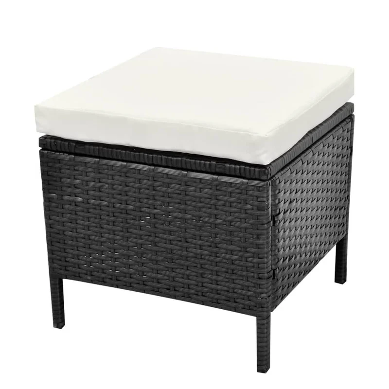 Salon de jardin meuble d'extérieur ensemble de mobilier 4 pièces avec coussins résine tressée noir 02_0016204