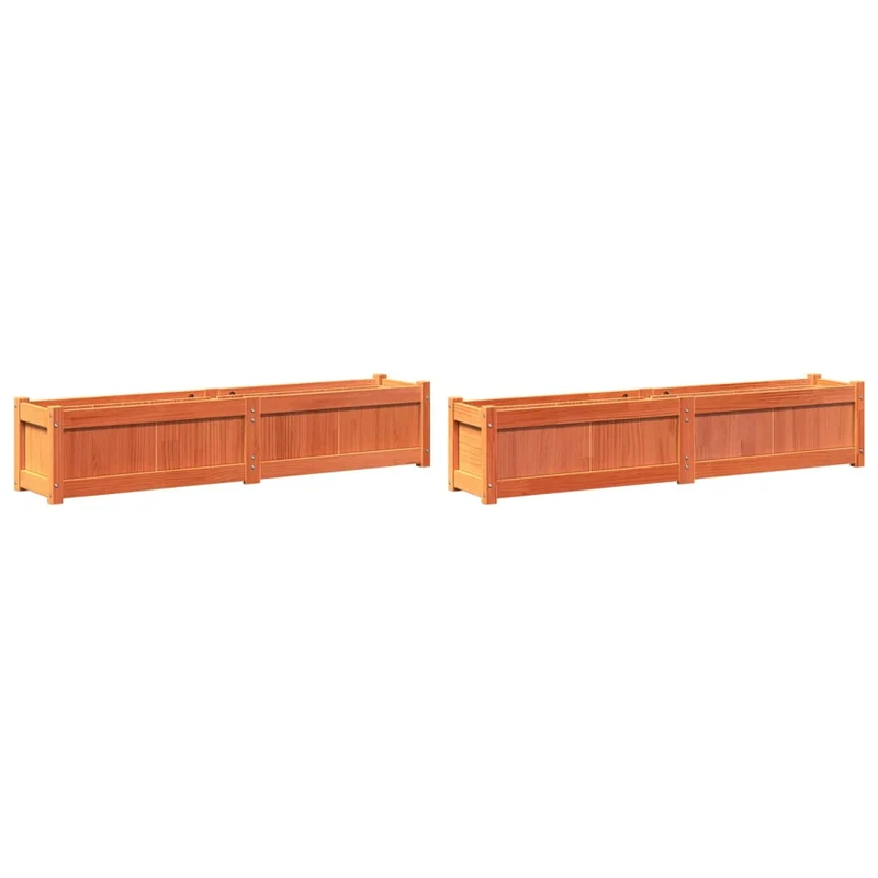 Jardinière bac lit surélevé plantes fleurs jardin terrasses lot de 2 cire bois de pin massif marron 02_0039061