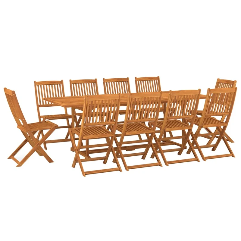 Mobilier à dîner de jardin 11 pièces bois d'acacia massif 02_0014734