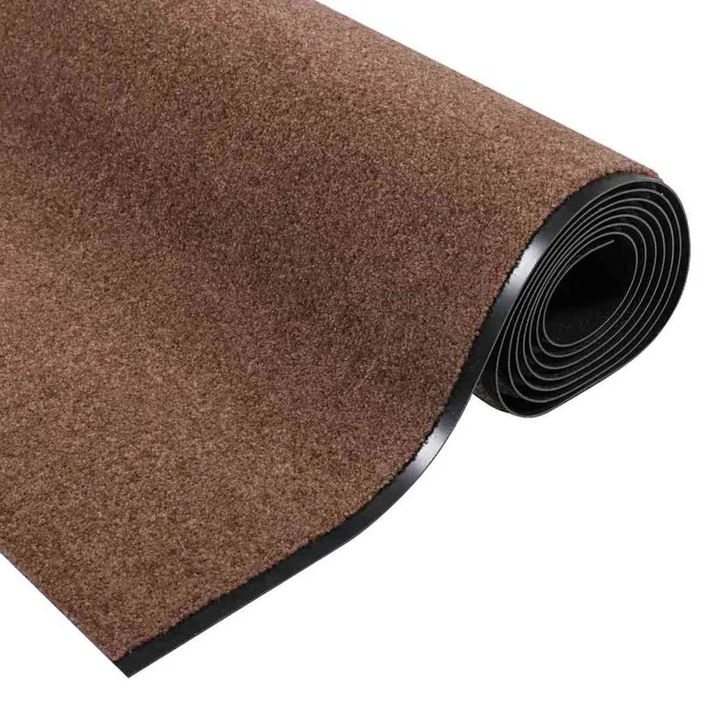 Tapis d'entrée rectangulaire moderne 120 x 400 cm capture saleté humidité en polyamide marron 02_0057984