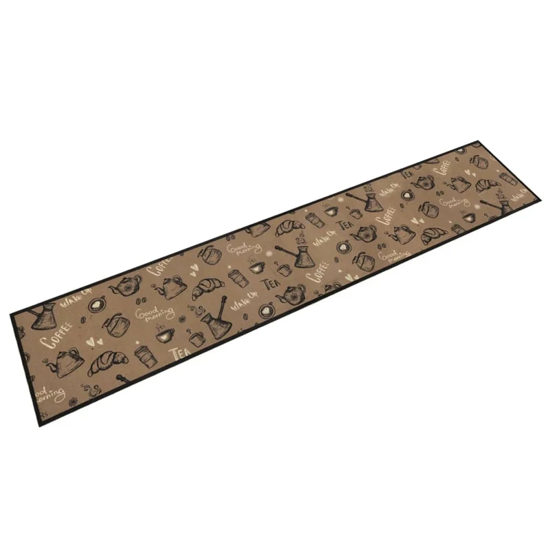 Tapis de cuisine lavable imprimé élégant 300 x 60 cm antidérapant confort design en velours brun 02_0056428