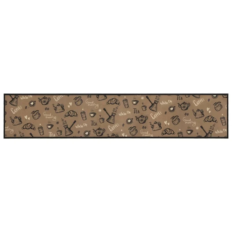 Tapis de cuisine lavable imprimé élégant 300 x 60 cm antidérapant confort design en velours brun 02_0056428