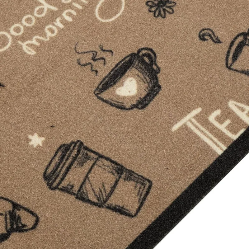 Tapis de cuisine lavable imprimé élégant 300 x 60 cm antidérapant confort design en velours brun 02_0056428