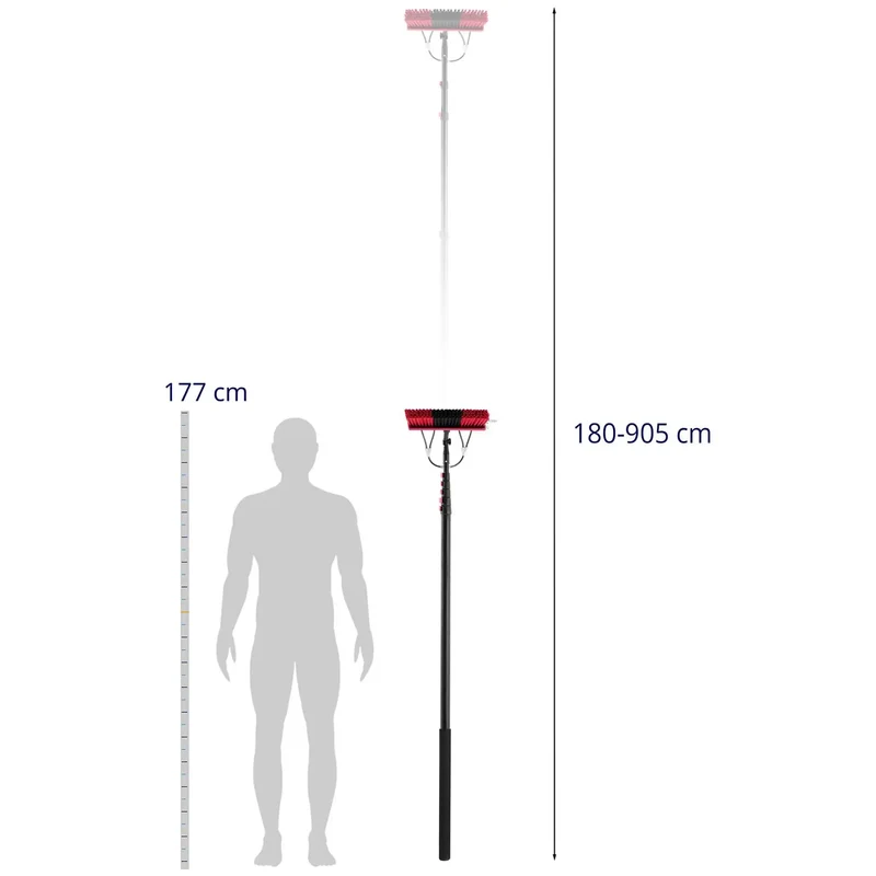 Lave vitre télescopique professionnel avec alimentation en eau pour panneaux solaires et fenêtres 1800 9050 mm pu pp fibre de verre fibre de carbone noir 14_0009234