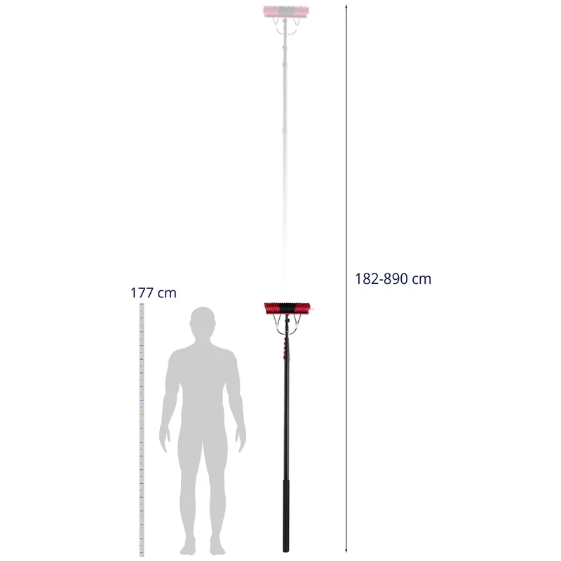 Lave vitre télescopique professionnel avec alimentation en eau pour panneaux solaires et fenêtres 1820 - 8900 mm aluminium pu pp noir 14_0009235
