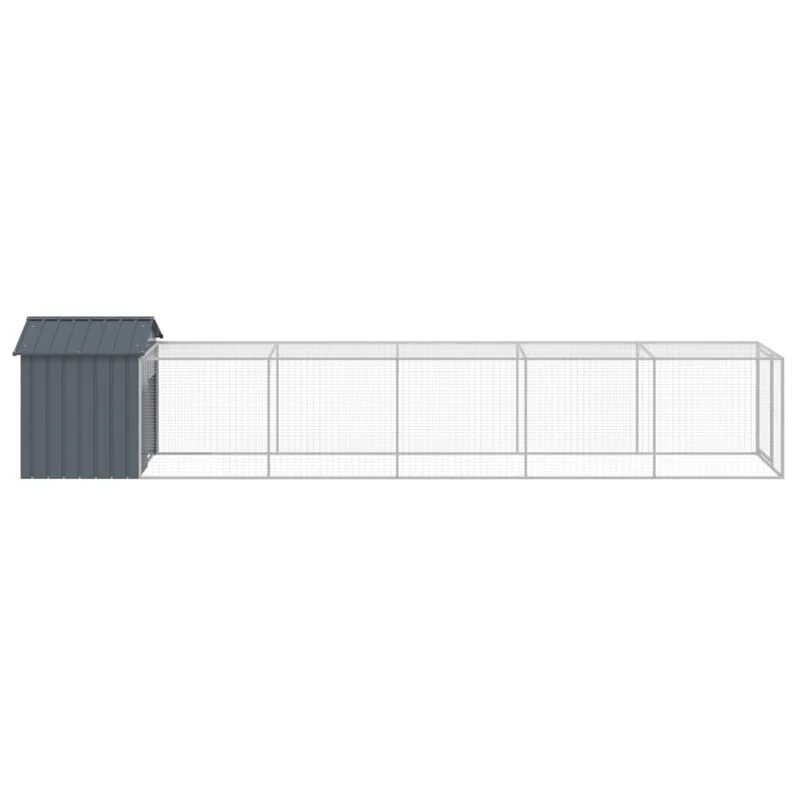 Poulailler enclos cage poules avec cour 117 x 609 x 123 cm acier galvanisé anthracite 02_0043948