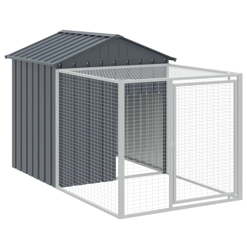 Poulailler enclos cage poules avec cour 117 x 609 x 123 cm acier galvanisé anthracite 02_0043948