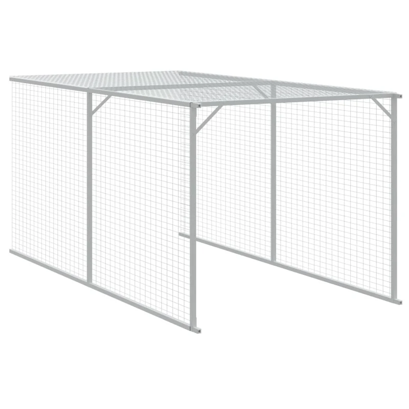 Poulailler enclos cage poules avec cour 117 x 609 x 123 cm acier galvanisé anthracite 02_0043948