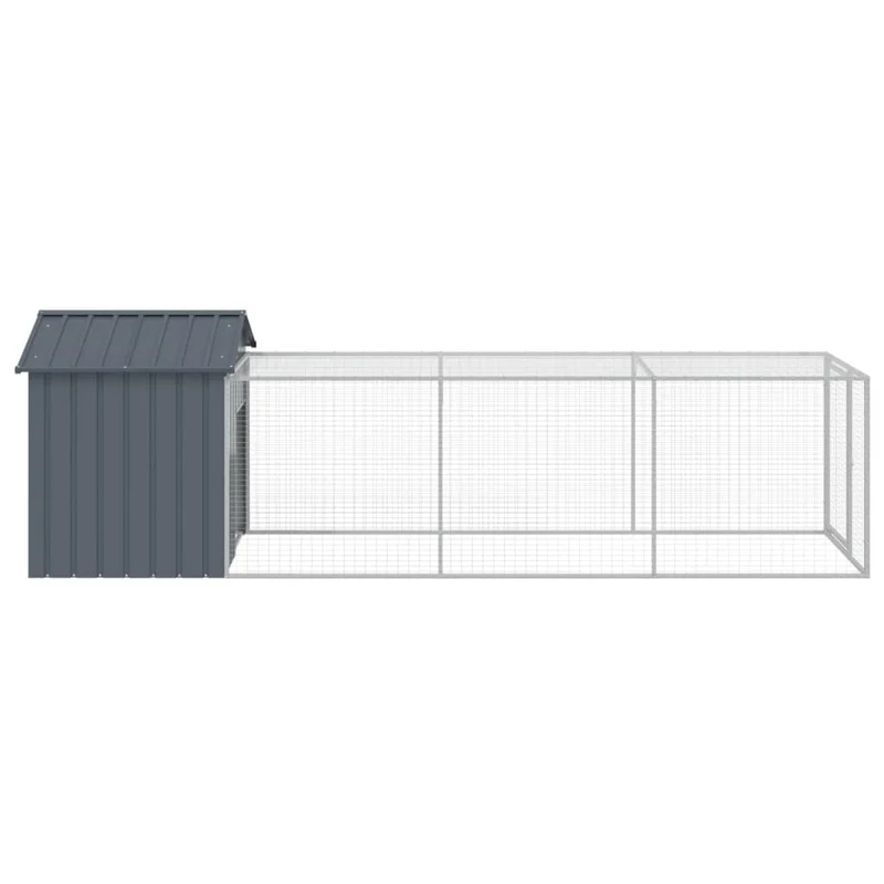 Poulailler enclos cage poules avec cour 117 x 405 x 123 cm acier galvanisé anthracite 02_0043947