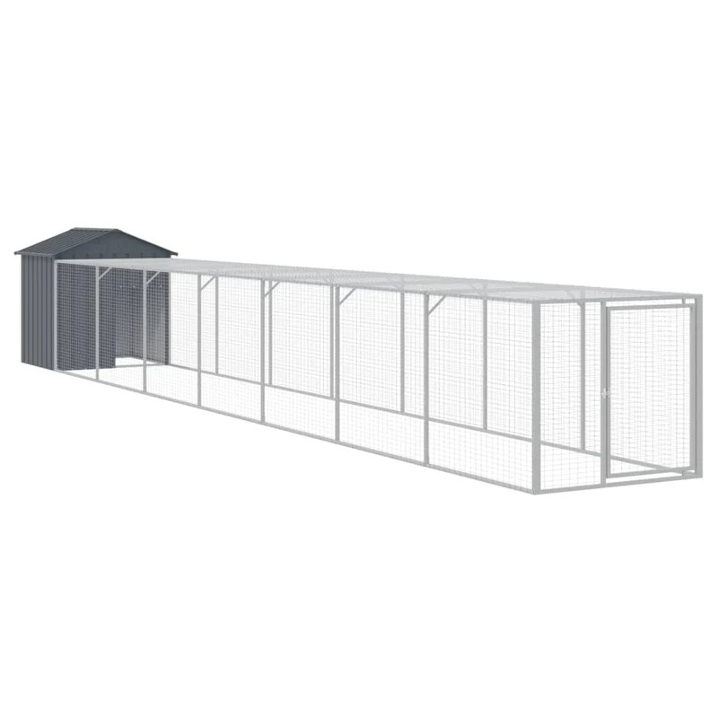 Poulailler enclos cage poules avec cour 117 x 813 x 123 cm acier galvanisé anthracite 02_0043949