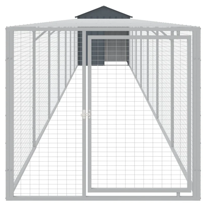 Poulailler enclos cage poules avec cour 117 x 813 x 123 cm acier galvanisé anthracite 02_0043949