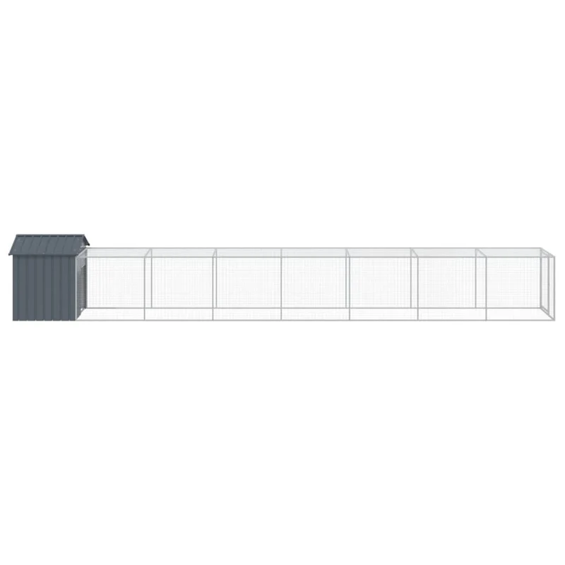 Poulailler enclos cage poules avec cour 117 x 813 x 123 cm acier galvanisé anthracite 02_0043949