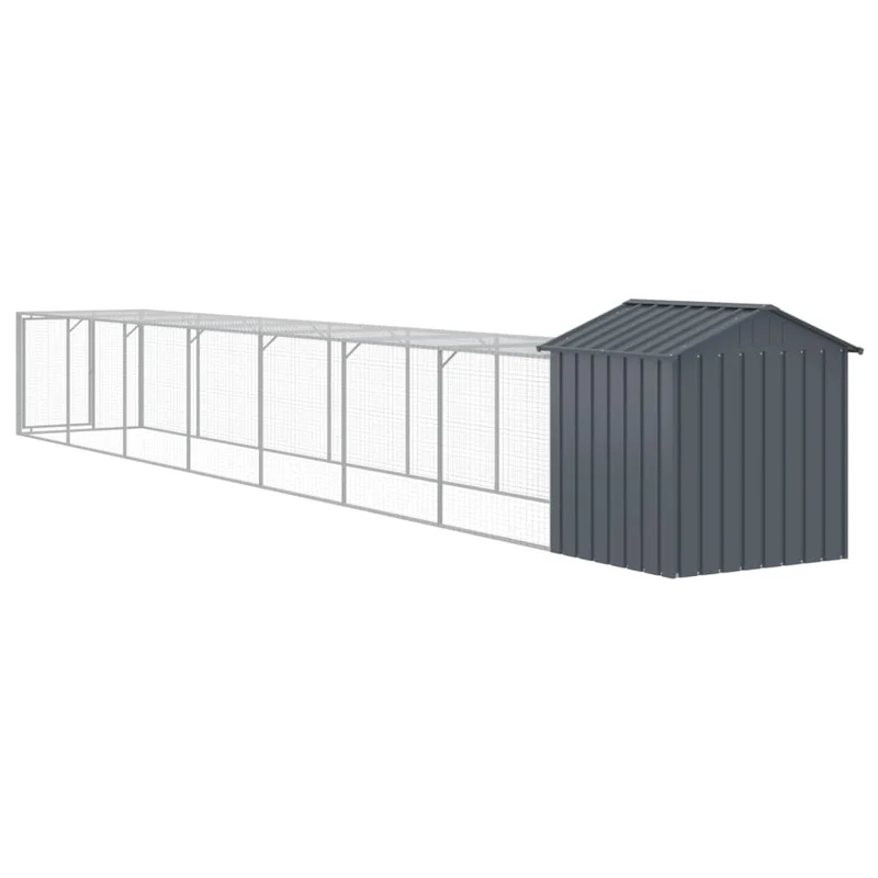 Poulailler enclos cage poules avec cour 117 x 813 x 123 cm acier galvanisé anthracite 02_0043949