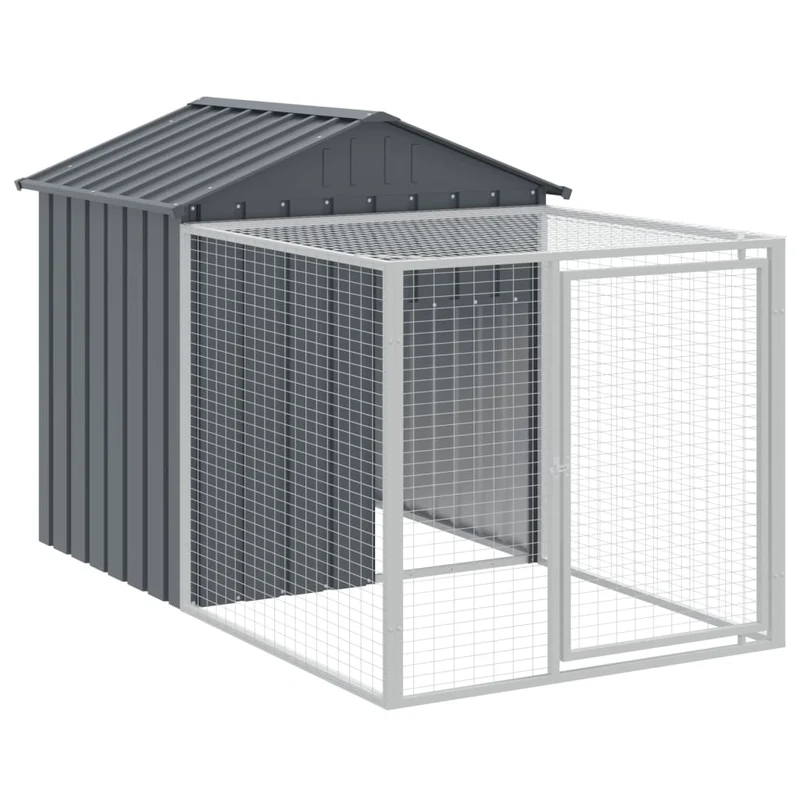 Poulailler enclos cage poules avec cour 117 x 813 x 123 cm acier galvanisé anthracite 02_0043949