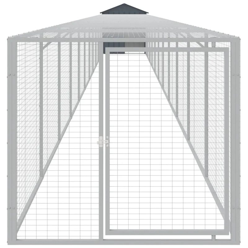 Poulailler enclos cage poules avec cour 117 x 1221 x 123 cm acier galvanisé anthracite 02_0043945