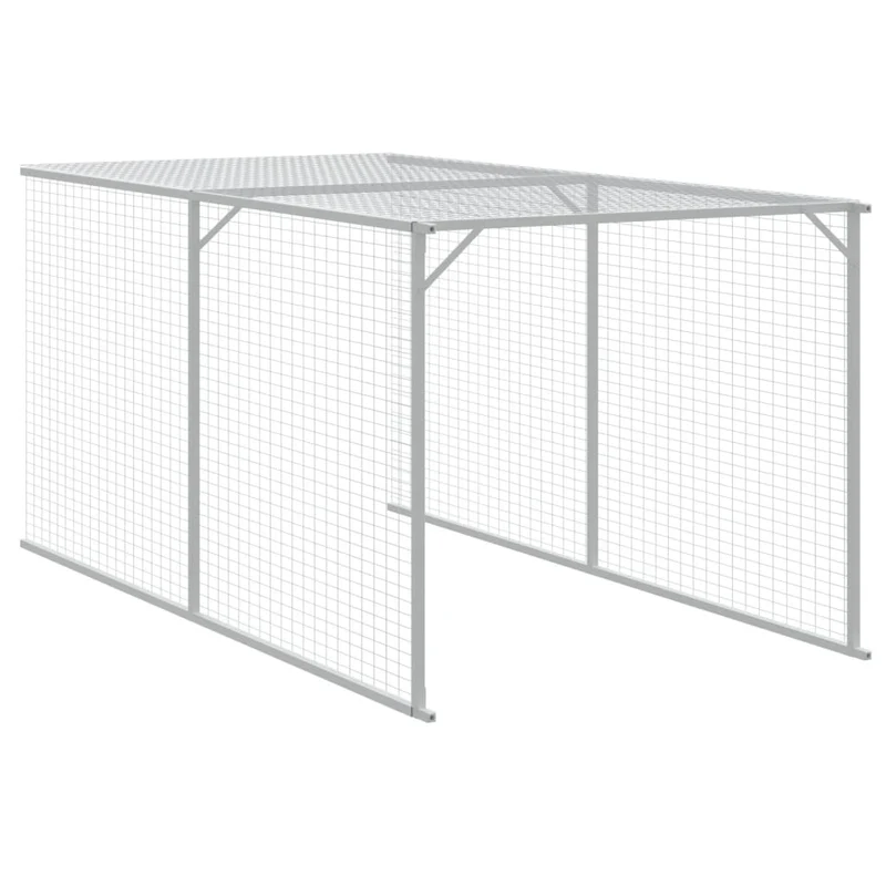 Poulailler enclos cage poules avec cour 117 x 1221 x 123 cm acier galvanisé anthracite 02_0043945