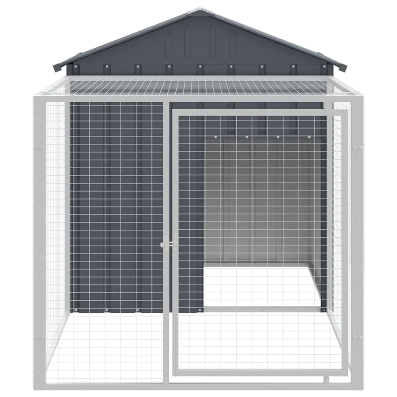 Poulailler enclos cage poules avec cour 117 x 201 x 123 cm acier galvanisé anthracite 02_0043946