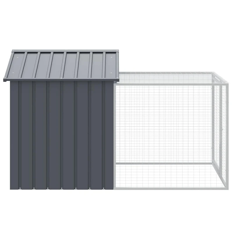 Poulailler enclos cage poules avec cour 117 x 201 x 123 cm acier galvanisé anthracite 02_0043946