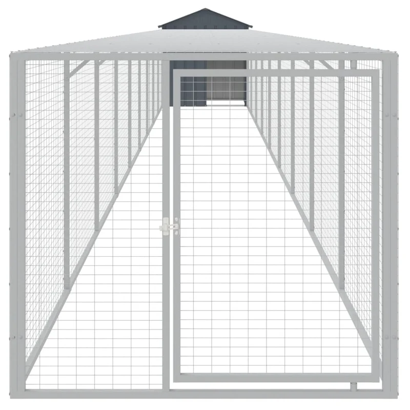 Poulailler enclos cage poules avec cour 117 x 1017 x 123 cm acier galvanisé anthracite 02_0043944