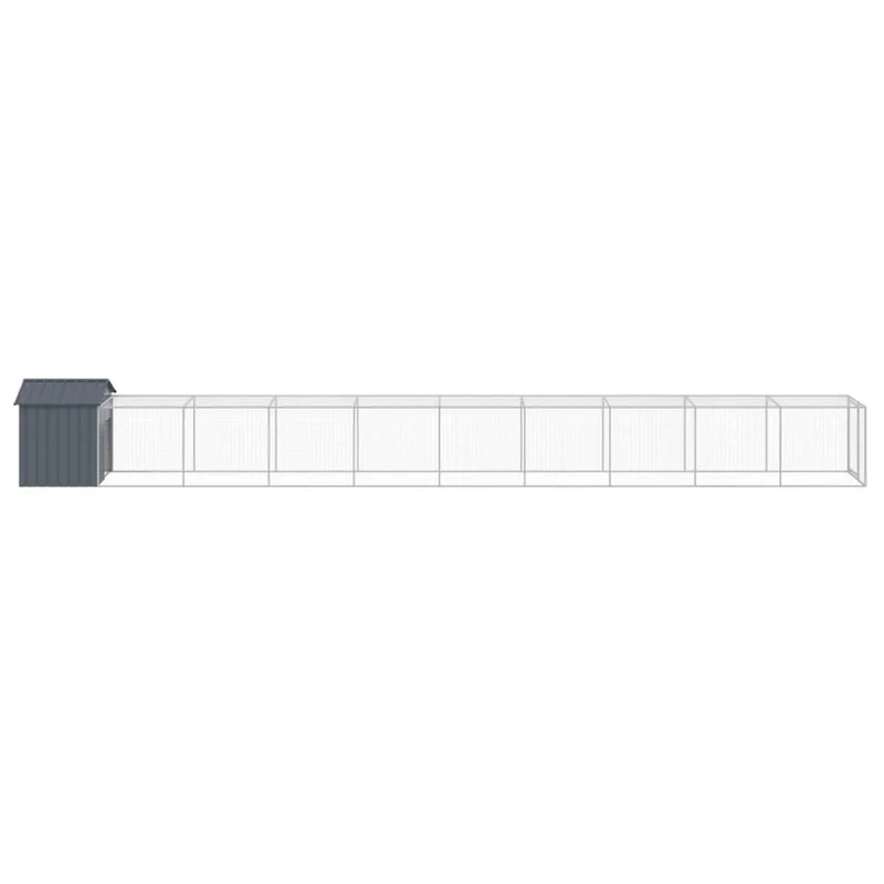 Poulailler enclos cage poules avec cour 117 x 1017 x 123 cm acier galvanisé anthracite 02_0043944