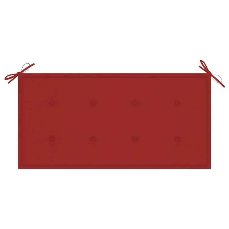 Banc de jardin meuble de patio d'extérieur terrasse avec coussin rouge 112 x 55 x 94 cm bois de teck massif 02_0011531