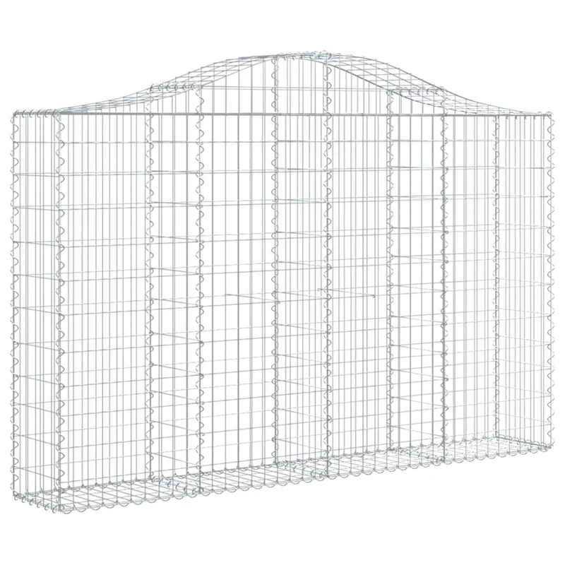 Panier de gabions clôture cage mur de soutènement arqué 200 x 30 x 120/140 cm fer galvanisé Argent 02_0039993