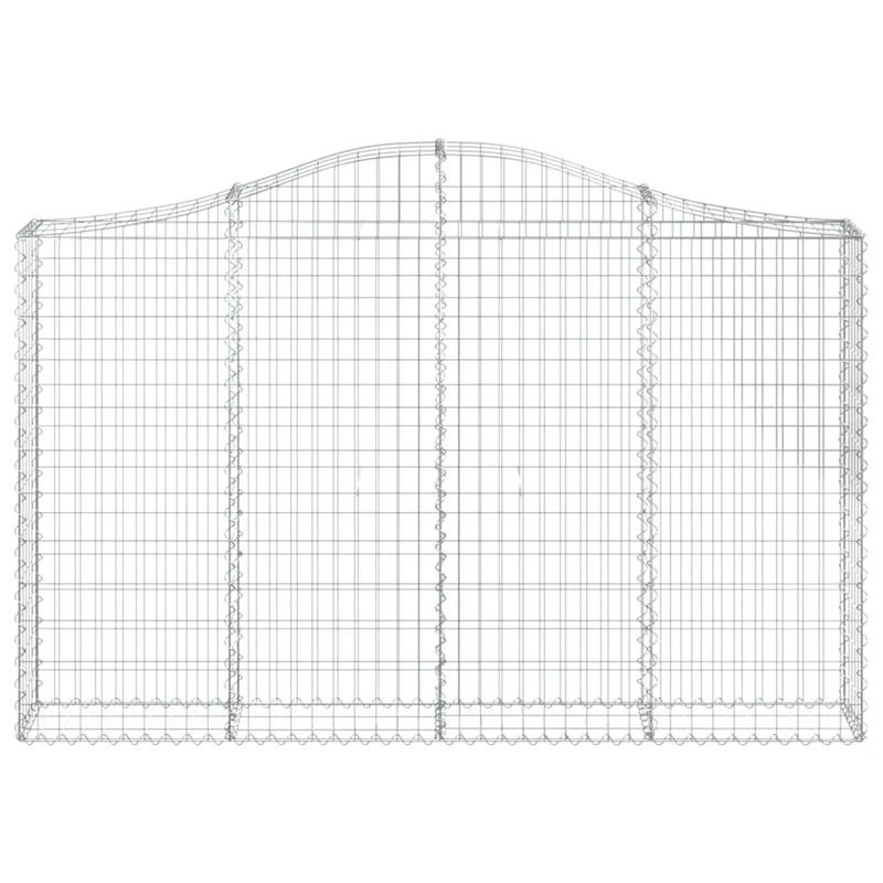 Panier de gabions clôture cage mur de soutènement arqué 200 x 30 x 120/140 cm fer galvanisé Argent 02_0039993