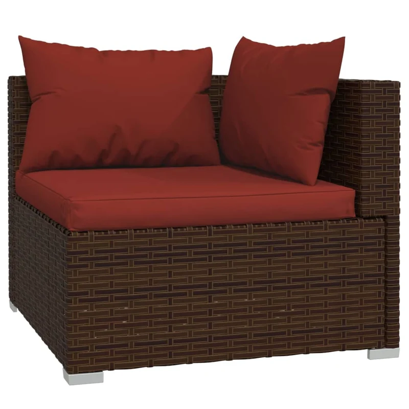 Salon de jardin meuble d'extérieur ensemble de mobilier 7 pièces avec coussins marron résine tressée 02_0017245
