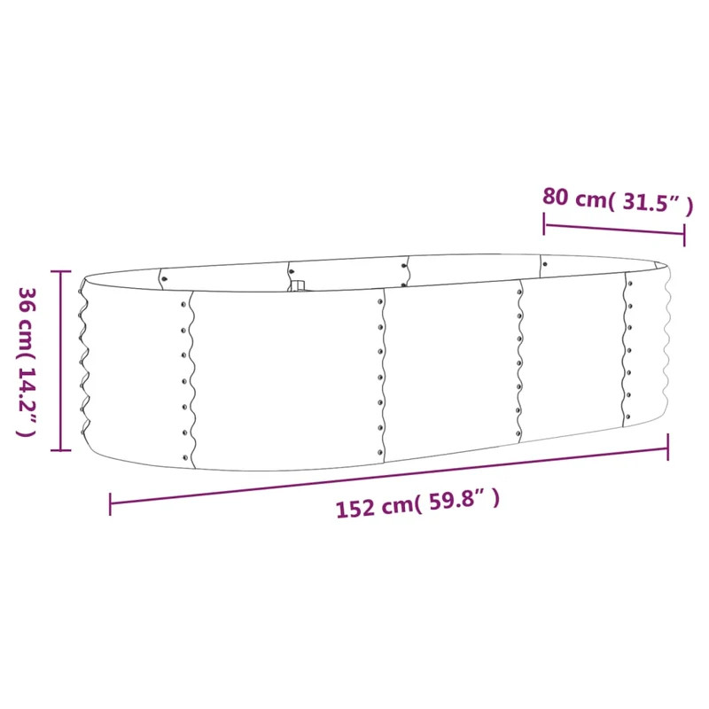 Jardinière bac lit surélevé plantes fleurs terrasse jardin de jardin acier enduit de poudre 152 x 80 x 36 cm gris 02_0039582