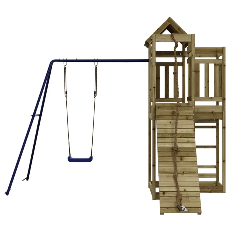 Aire de jeux d'extérieur balançoires toboggan portiques robuste jeux jardin 291 x 282 x 238 cm bois de pin imprégné 02_0004851