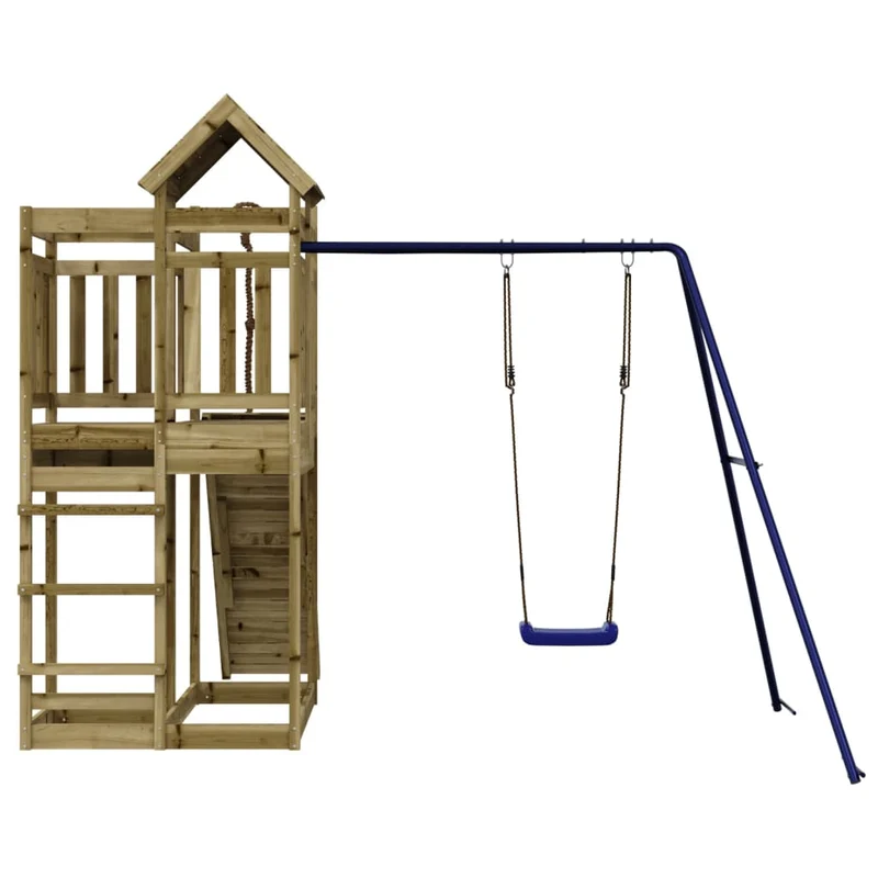 Aire de jeux d'extérieur balançoires toboggan portiques robuste jeux jardin 291 x 282 x 238 cm bois de pin imprégné 02_0004851