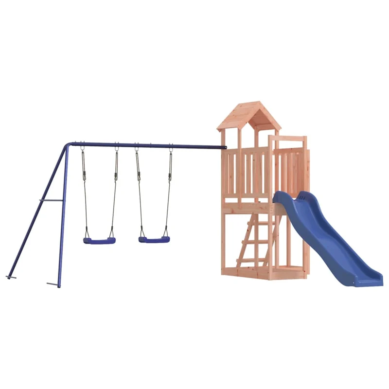 Aire de jeux d'extérieur balançoires toboggan portiques robuste jeux jardin 356 x 378 x 214 cm bois massif de douglas 02_0004798