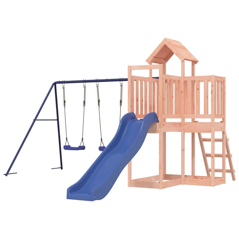 Aire de jeux d'extérieur balançoires toboggan portiques robuste jeux jardin 356 x 378 x 214 cm bois massif de douglas 02_0004798