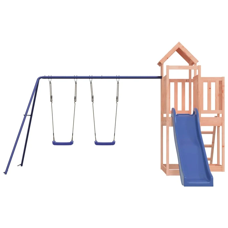 Aire de jeux d'extérieur balançoires toboggan portiques robuste jeux jardin 356 x 378 x 214 cm bois massif de douglas 02_0004798