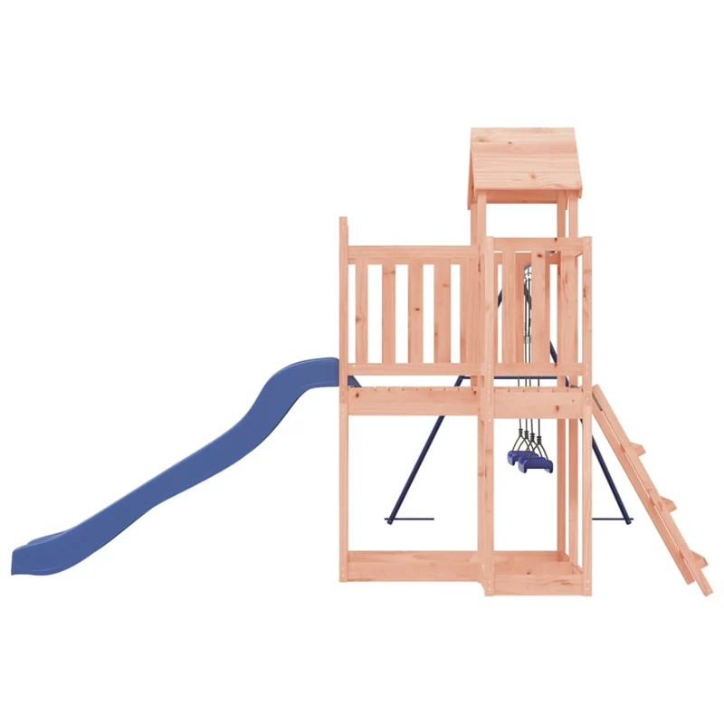 Aire de jeux d'extérieur balançoires toboggan portiques robuste jeux jardin 356 x 378 x 214 cm bois massif de douglas 02_0004798