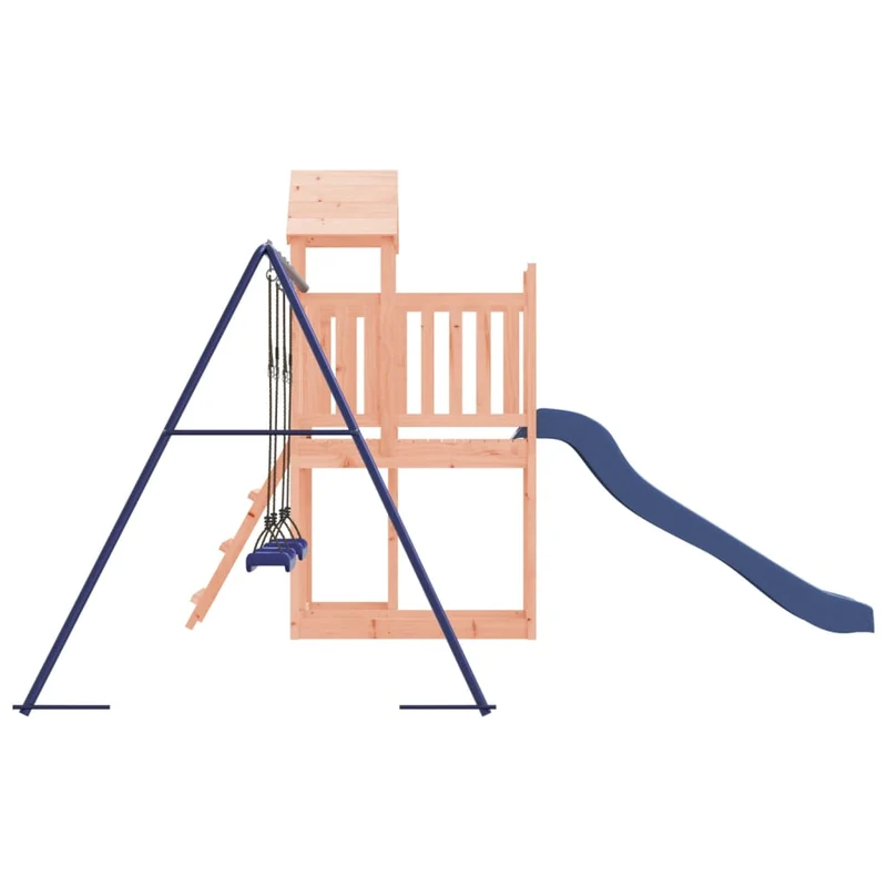 Aire de jeux d'extérieur balançoires toboggan portiques robuste jeux jardin 356 x 378 x 214 cm bois massif de douglas 02_0004798