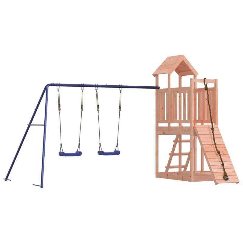 Aire de jeux d'extérieur balançoires toboggan portiques robuste jeux jardin 357 x 248 x 214 cm bois massif de douglas 02_0004797