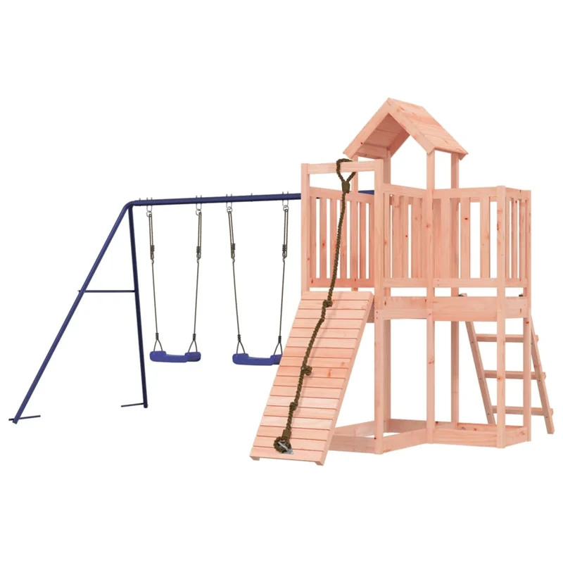 Aire de jeux d'extérieur balançoires toboggan portiques robuste jeux jardin 357 x 248 x 214 cm bois massif de douglas 02_0004797