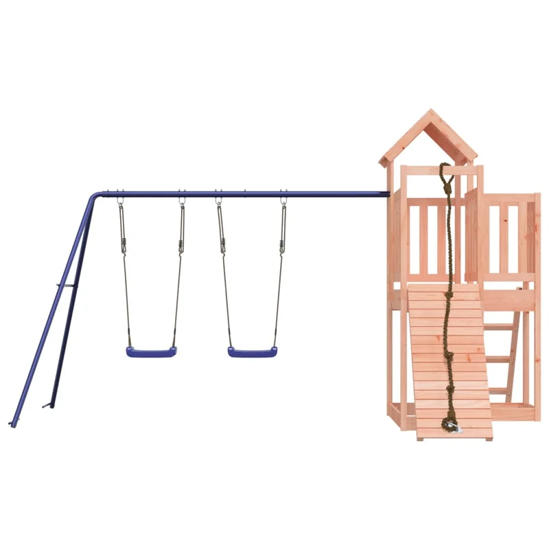 Aire de jeux d'extérieur balançoires toboggan portiques robuste jeux jardin 357 x 248 x 214 cm bois massif de douglas 02_0004797