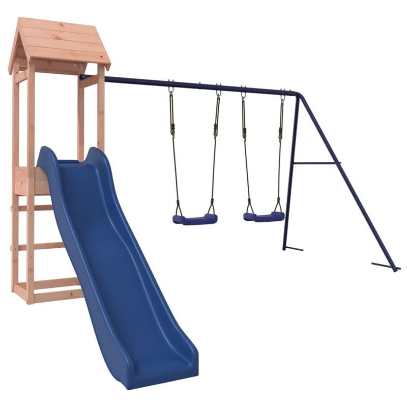 Aire de jeux d'extérieur balançoires toboggan portiques robuste jeux jardin 308 x 315 x 194 cm bois massif de douglas 02_0004799