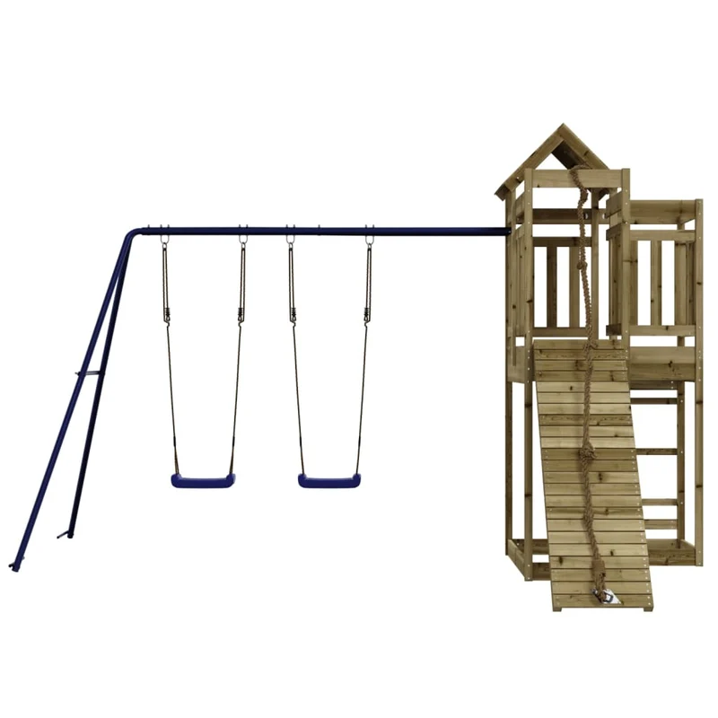 Aire de jeux d'extérieur balançoires toboggan portiques robuste jeux jardin 361 x 282 x 238 cm bois de pin imprégné 02_0004780