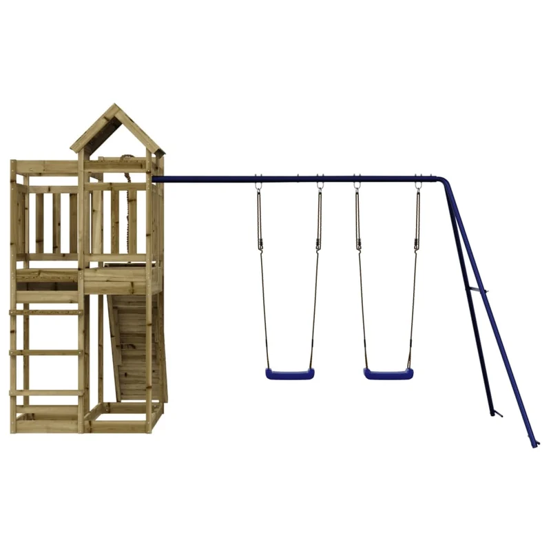 Aire de jeux d'extérieur balançoires toboggan portiques robuste jeux jardin 361 x 282 x 238 cm bois de pin imprégné 02_0004780