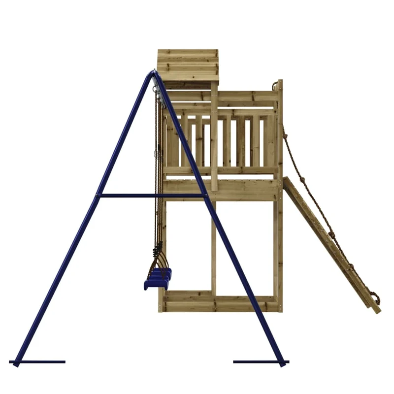 Aire de jeux d'extérieur balançoires toboggan portiques robuste jeux jardin 361 x 282 x 238 cm bois de pin imprégné 02_0004780