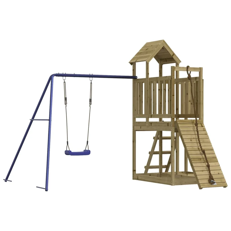 Aire de jeux d'extérieur balançoires toboggan portiques robuste jeux jardin 286 x 248 x 214 cm bois de pin imprégné 02_0004743