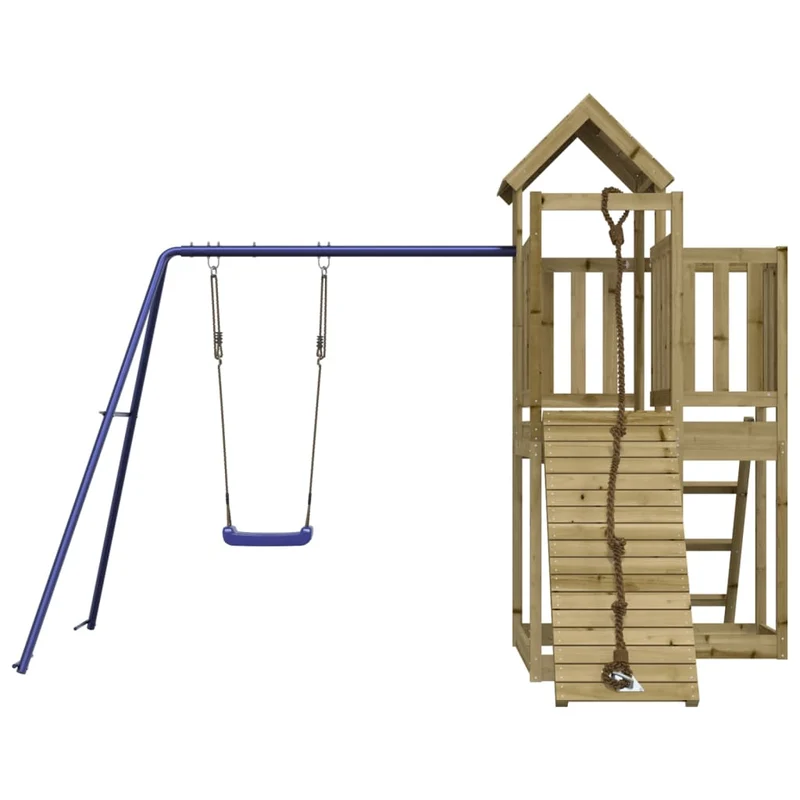 Aire de jeux d'extérieur balançoires toboggan portiques robuste jeux jardin 286 x 248 x 214 cm bois de pin imprégné 02_0004743
