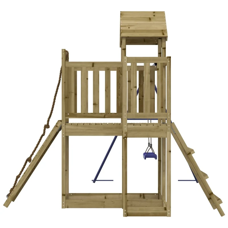 Aire de jeux d'extérieur balançoires toboggan portiques robuste jeux jardin 286 x 248 x 214 cm bois de pin imprégné 02_0004743