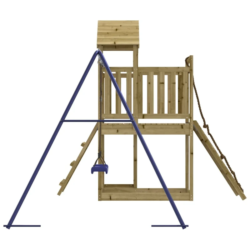 Aire de jeux d'extérieur balançoires toboggan portiques robuste jeux jardin 286 x 248 x 214 cm bois de pin imprégné 02_0004743