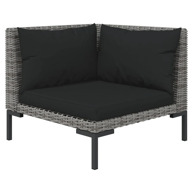 Salon de jardin meuble d'extérieur ensemble de mobilier 9 pièces avec coussins résine tressée gris foncé 02_0018110